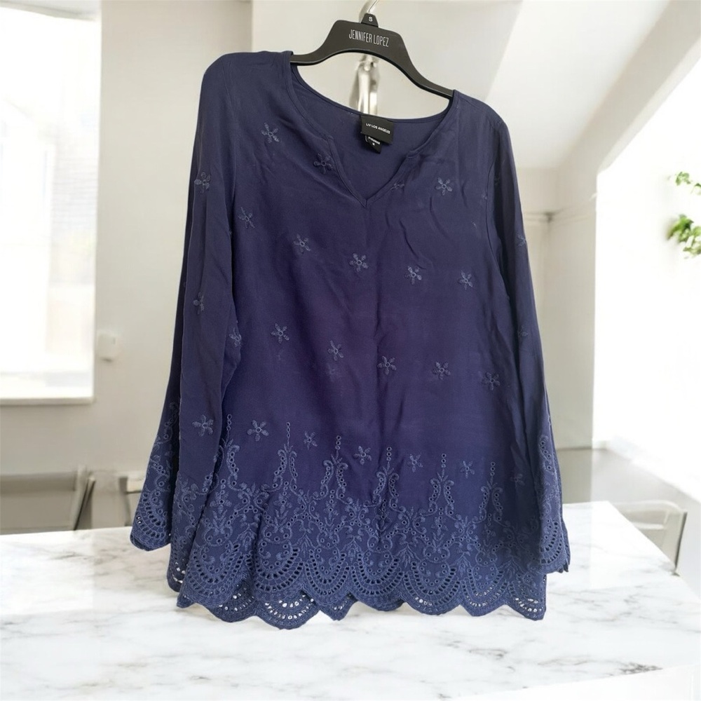 Deep Blue Embroidered Blouse